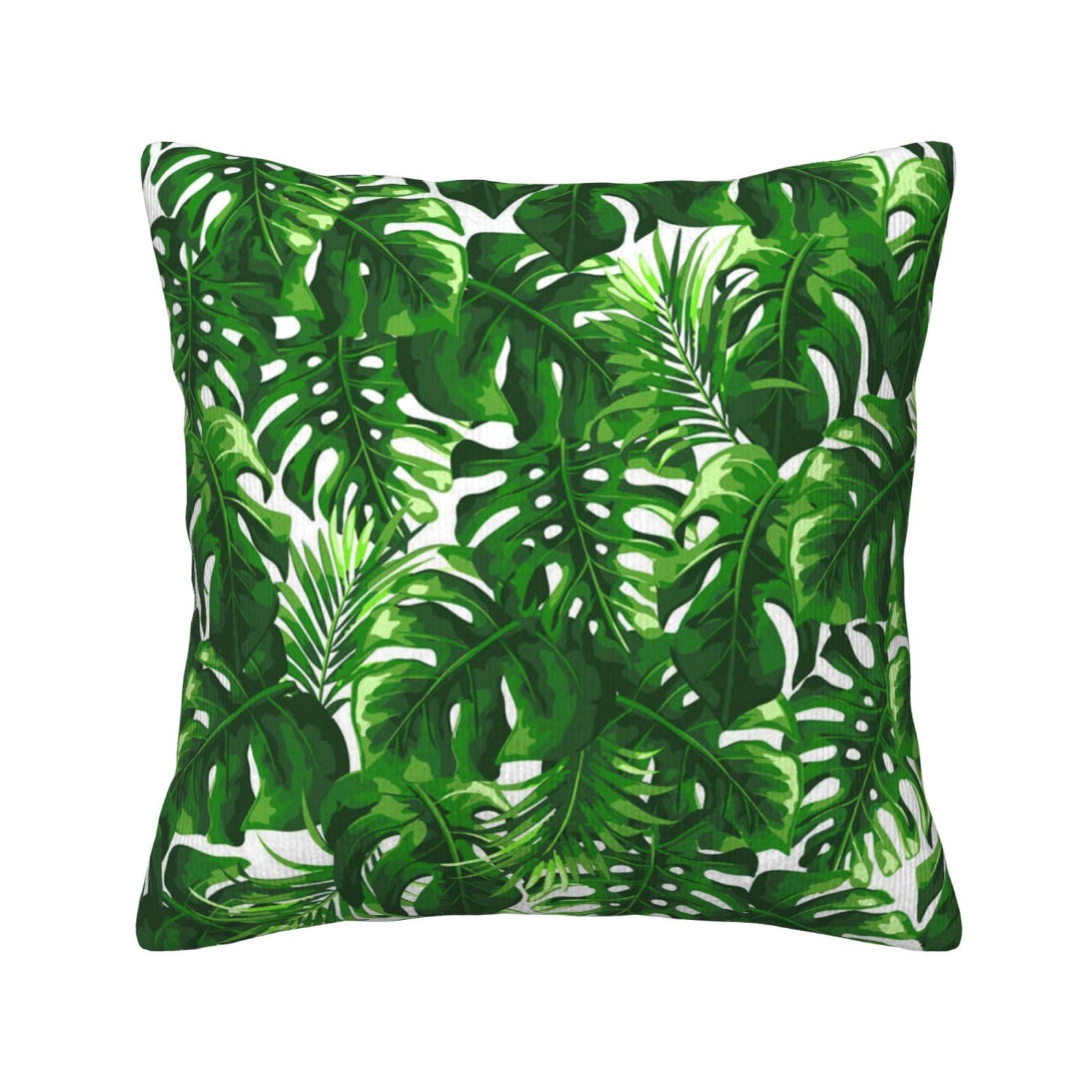 Housse de coussin Monstera lavable en velours côtelé pour rénover un canapé