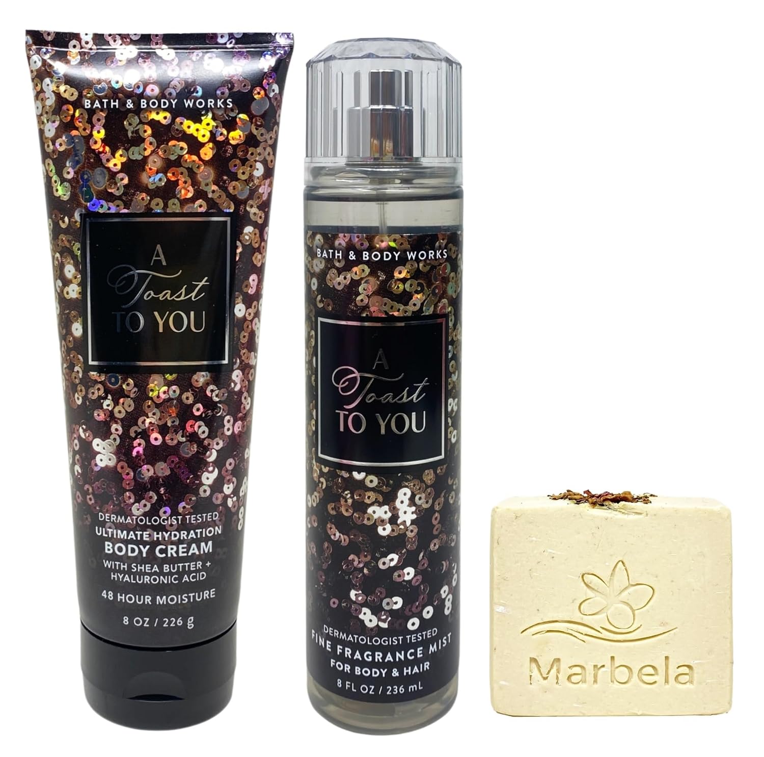 Bath & Body Works A Toast To You - Ultimate Hydration Body Cream and Fine Fragrance Mist - with a Creamy Rose Bar Soap