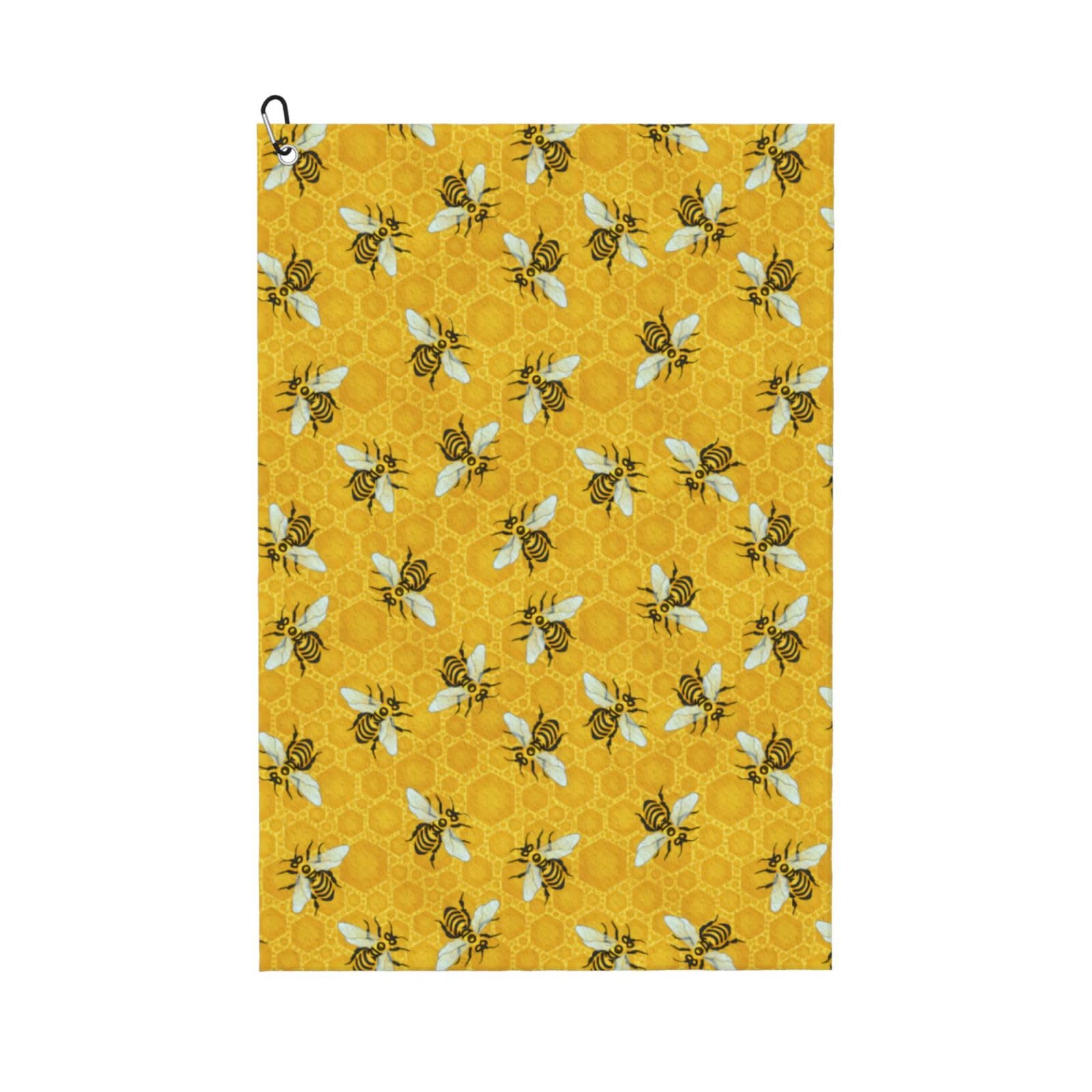 peiyeety Honeybees Honeycomb Bumble Bee Hive Golf Towel for Bags with Carabiner Clip 16 X 24 Inches Absorbent Microfiber for Men and Women Sports Accessories Golf Gifts for Men