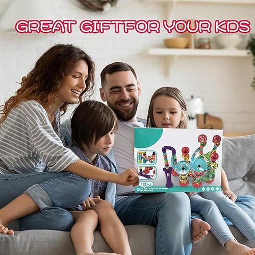 Miniatura 7 de Juego de 93 carreras de canicas con 30 canicas de vidrio para niños y niñas, juguetes de laberinto educativo de carreras, regalos de cumpleaños