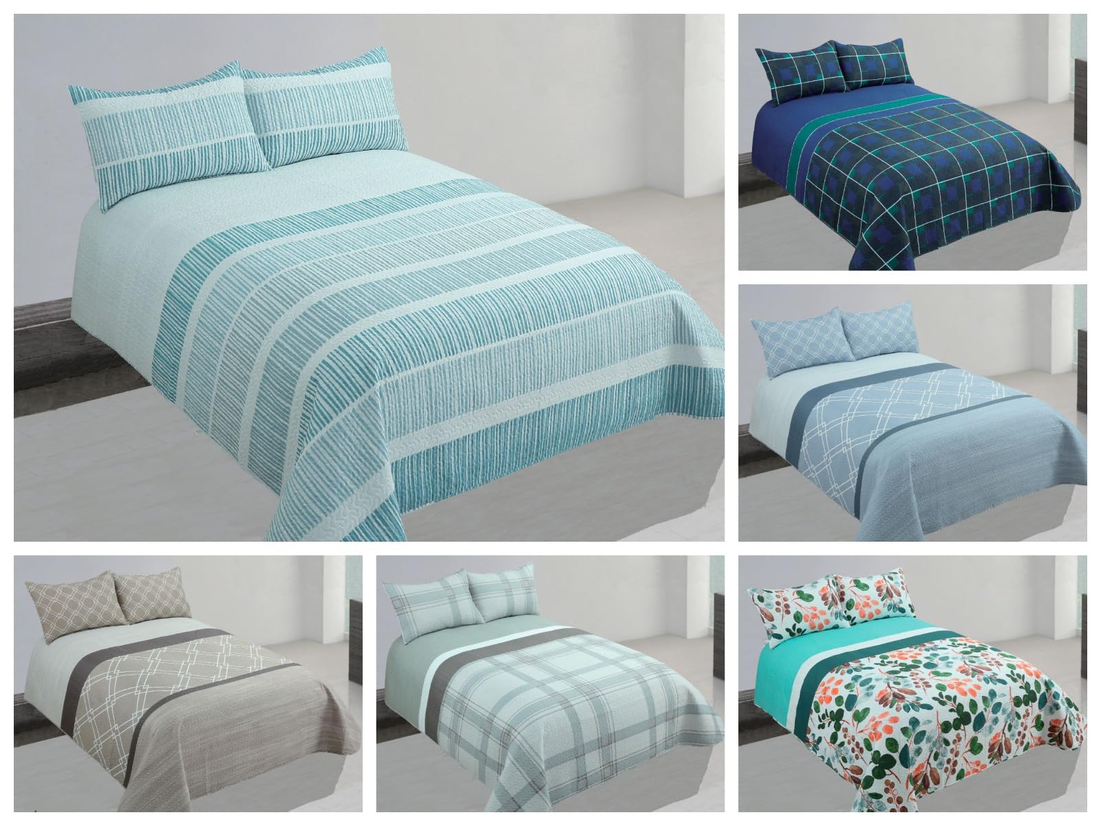 Colcha BOUTI Reversible - 150 cm., Verde-NAPOLES