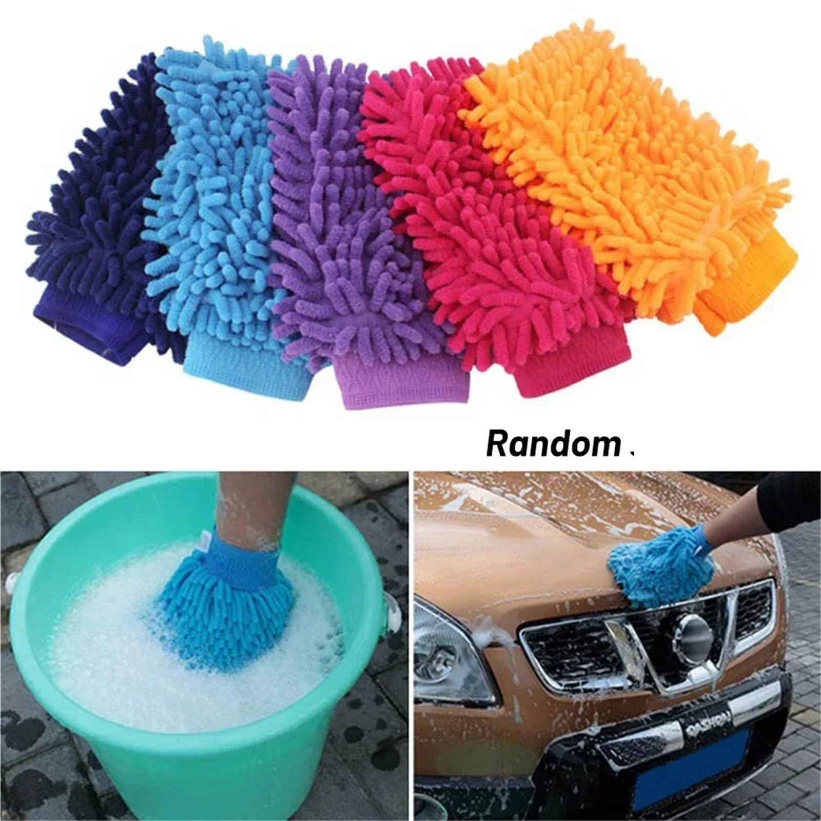Guanti for Autolavaggio - Guanto for Pulizia | For il lavaggio e la rimozione automatica(5PCS random color)