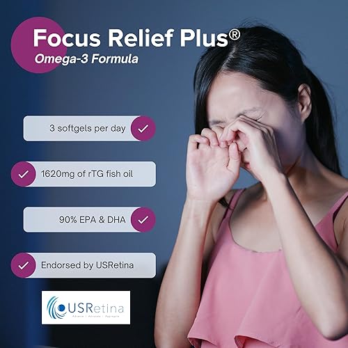Miniatura 9 de Focus Relief Plus - Fórmula para ojos secos (270 unidades de suministro para 90 días) Suplemento Omega 3 para ojos secos, suplemento para alivio de