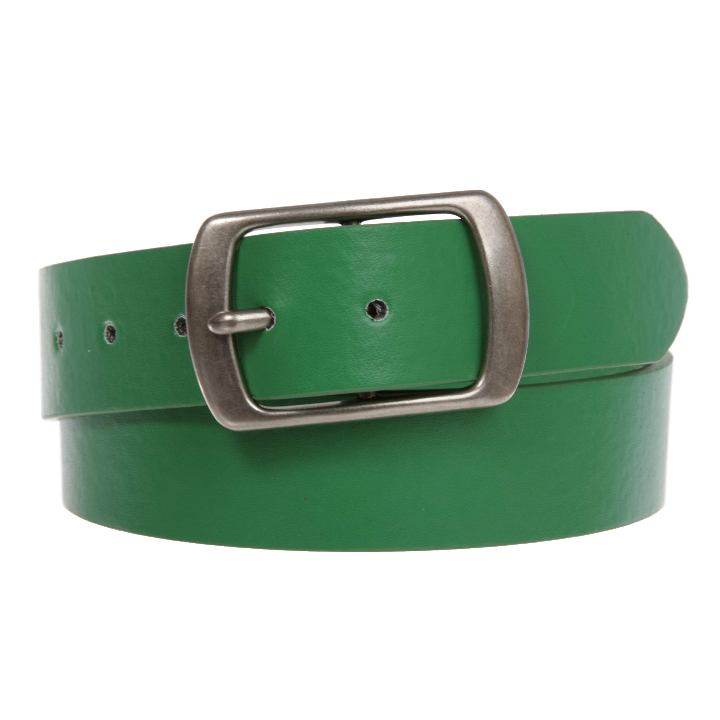 Women Casual PU Leather Dress Belt With Square Single Prong Buckle, Green | m (32-34