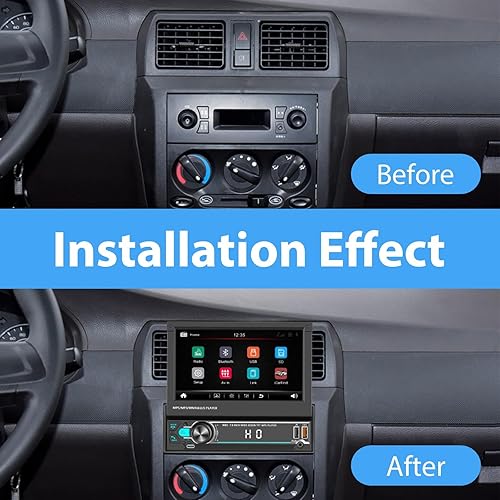 Miniatura 2 de Rimoody - Estéreo de automóvil DIN con pantalla táctil abatible, radio de coche de 7 pulgadas, 1 DIN Bluetooth, radio FM, enlace de espejo para