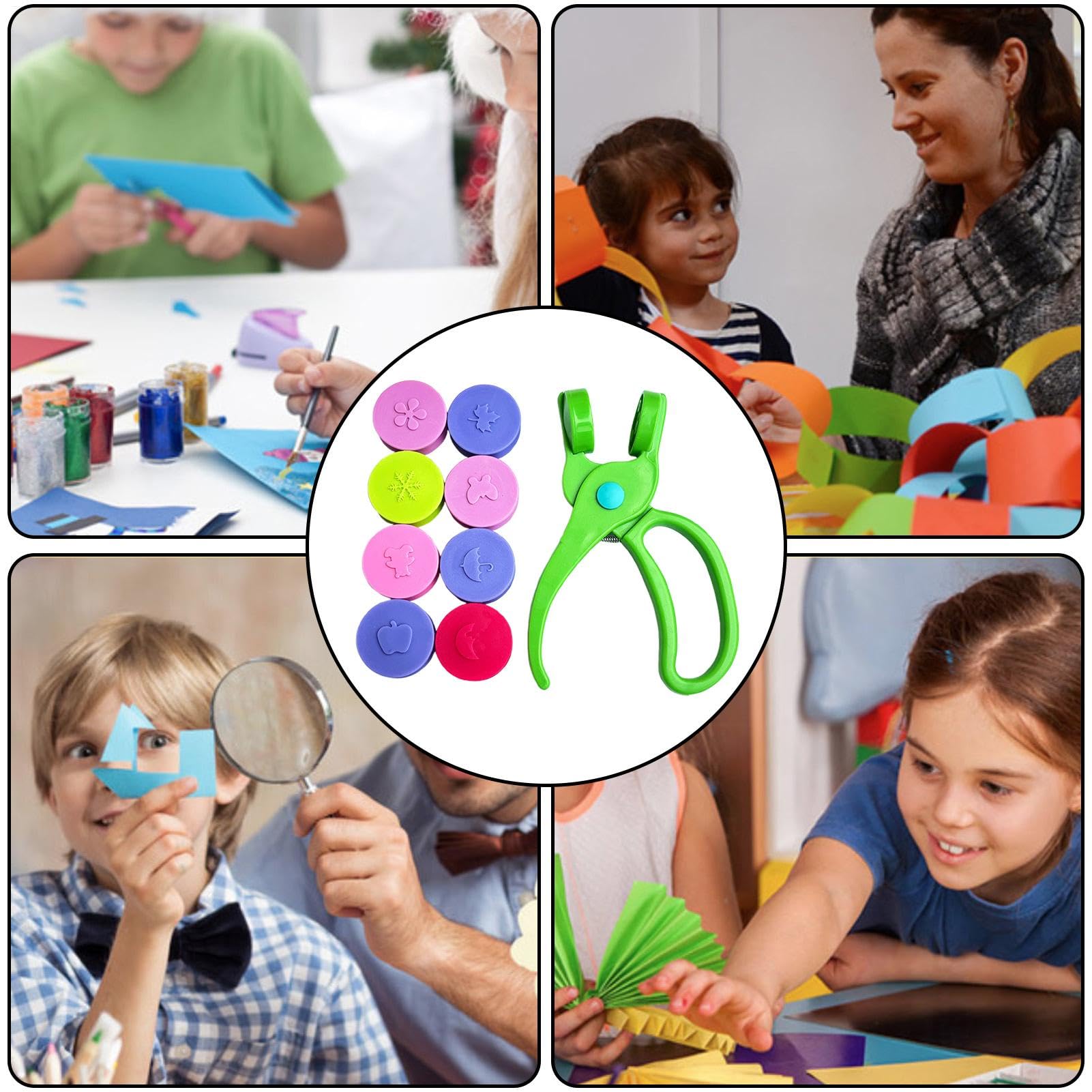 Prägemaschine für Kinder, 8-facher Hand-Papierprägegerät, Papierstanzer-Prägegerät, lustige kreative Bastelwerkzeuge, Scrapbooking-Bastelpapierprägegerät für Papier