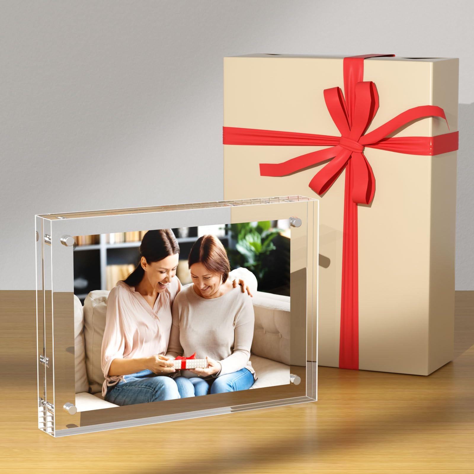 3pcs Cornice in Acrilico Trasparente 10,2x15,2 cm, Portafoto Magnetico Doppio Lato, Autoportante, Senza Cornice, Moderno per Ufficio, Casa, Foto, Ricordi, Facile da Cambiare, Comodo per Uso Quotidiano