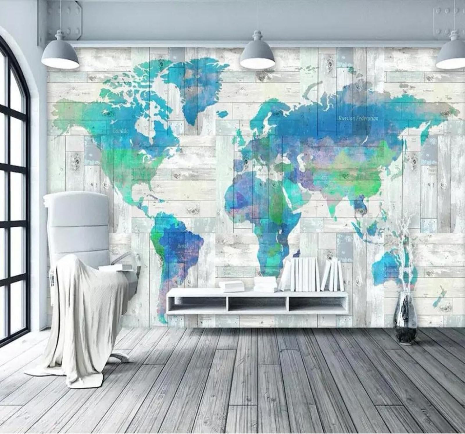 Tzxztt 400Cm×280Cm(B×H) Fresh Beautiful World Map Wood Grain Modern 3D Wallpaper Premium Textured Silk Neutral Tones Material Ideal For Living Room Bedroom-400Cm×280Cm