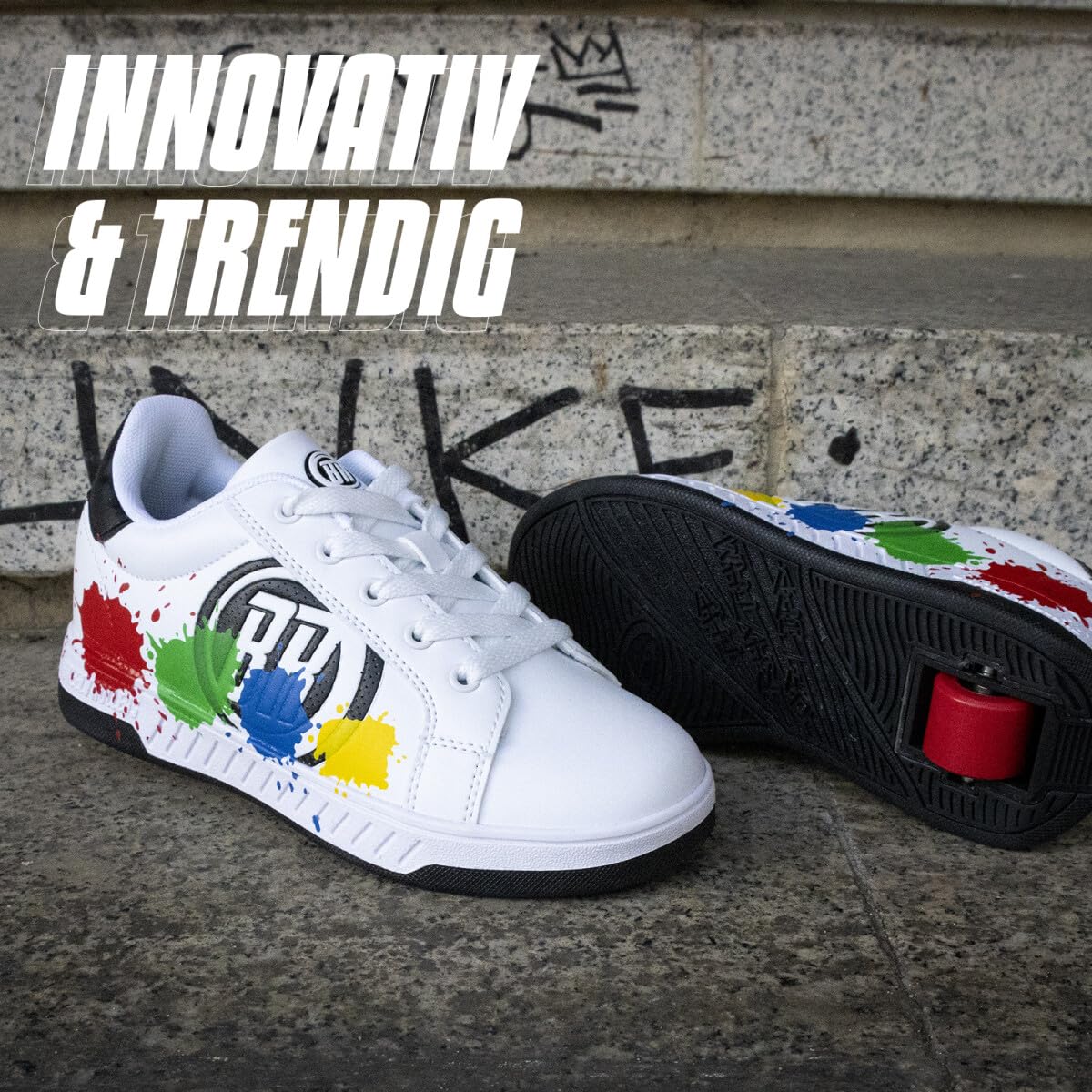 BREEZY ROLLERS Schuhe mit Rollen für Kinder I Rollschuhe-Sneaker Kids I Von Kinder Straßen-Schuhen zu Rollschuh in wenigen Sek. I Patentiertes Klick-System I Turnschuhe mit Rollen für Mädchen & Jungen