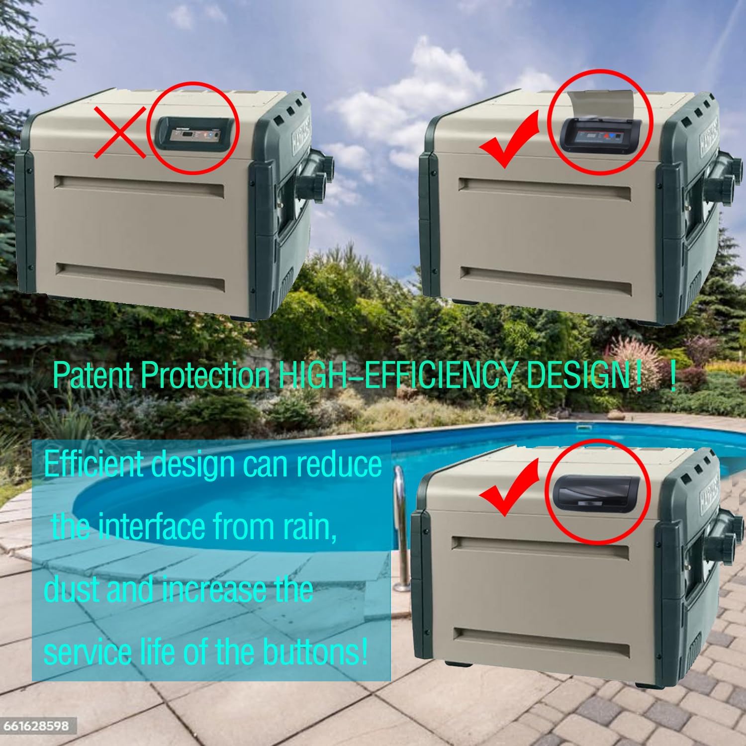 Upgraded FDXLBKP1930 Keypad and Bezel Assembly and IDXL2DB1930 Display Board Compatible with Hayward Universal H-Series Low NOX Pool Heater H150FDN H150FDP H200FDN H250FDN H300FDN H350FDN H400FDN