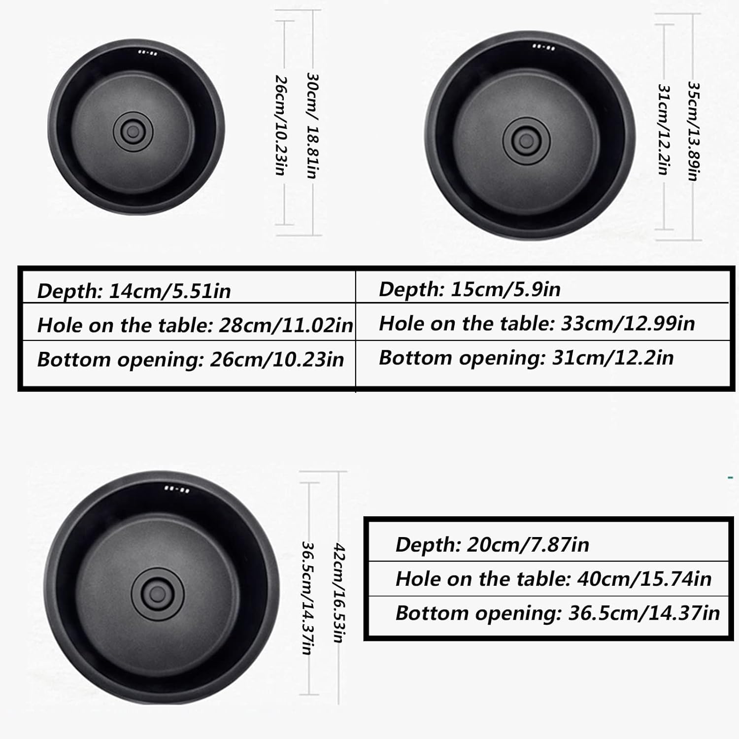 Black Stainless Steel Sink Covers for Kitchen Bars Islands & RVs 43x45x23 cm Slow Down Design for Small Sinks Perfect for Modern Home & Outdoor Use. (Black 35cm)
