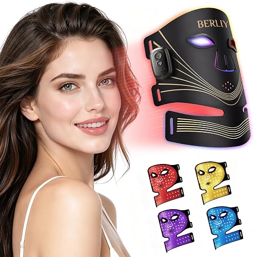 Cordless Red Light Face Mask, 4 Modes & Timer