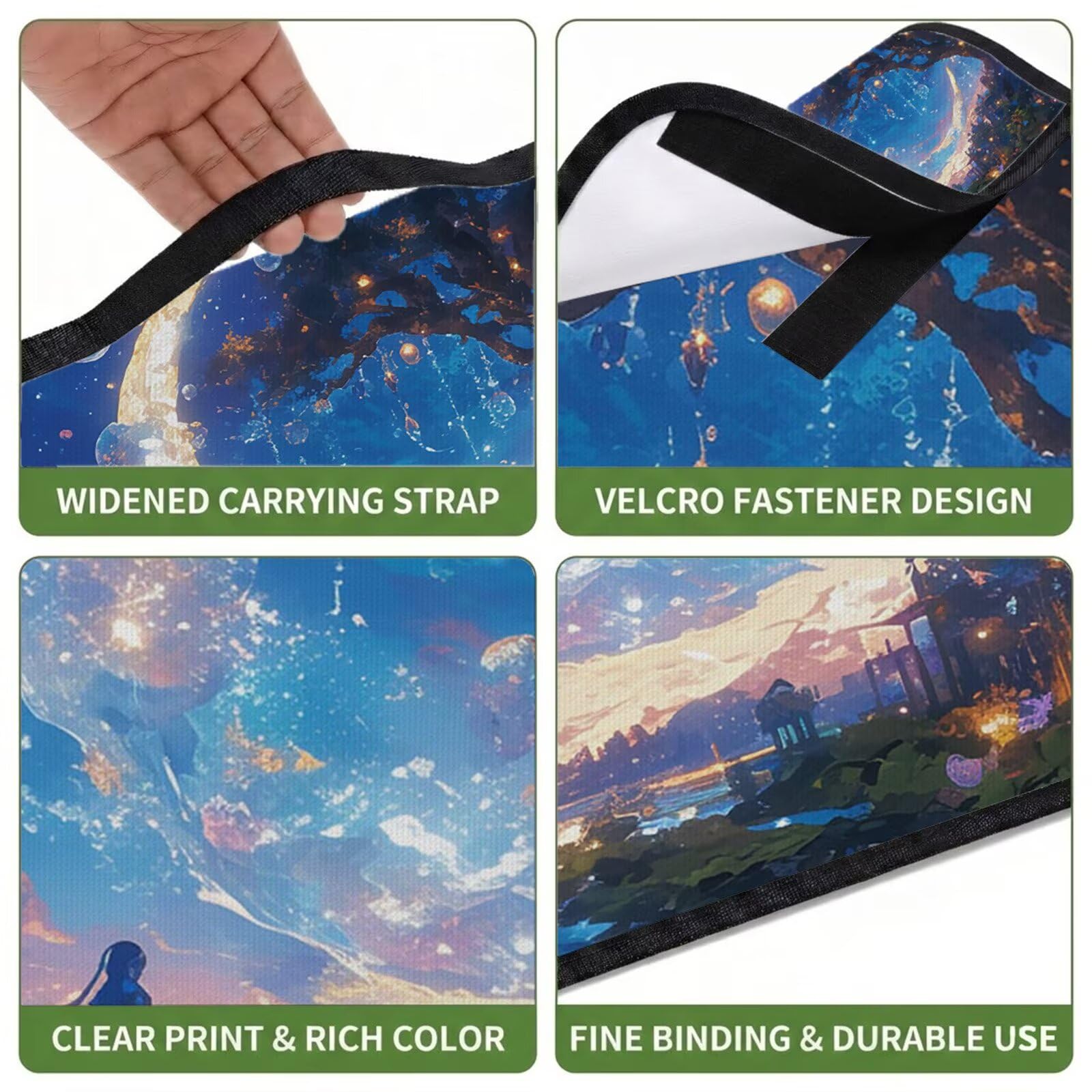 Coperta de Picnic Grande 200x200 cm,L'albero della vita Manta Picnic Impermeable Anti-Sabbia Manta de Playa Pieghevole,Outdoor Picnic Blanket per Spiaggia,Camping,Giardino,Trekking - la luna (2) FZ-31