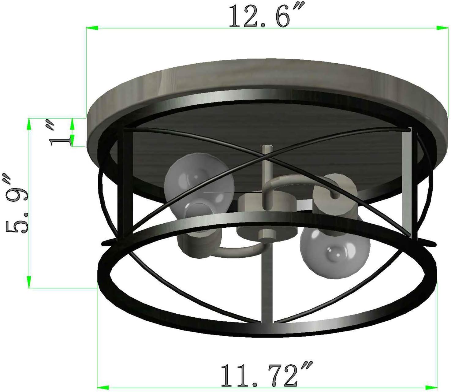 Q&S Flush Mount Ceiling Light Fixture Farmhouse Rustic Oak White and ORB Lighting for Hallway Entryway Kitchen Dining Room Bedroom Garage Gazebo Locker 2 Lights UL Listed
