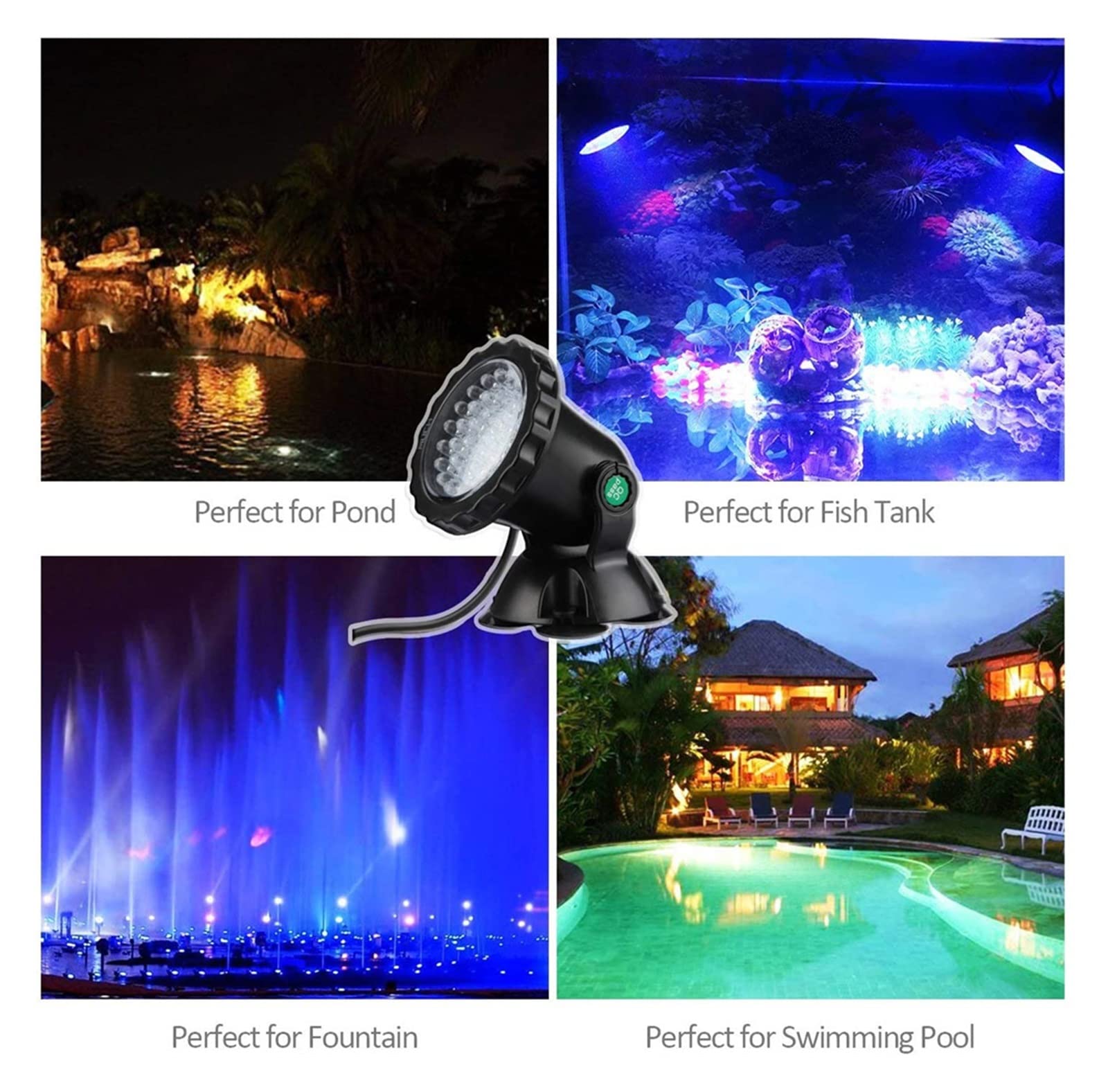 Reflektor basenowy RGB Sterowanie Bluetooth Lampa podwodna Nurkowanie Staw Spotlight 36LED Wodoodporna lampa krajobrazowa do basenu ogrodowego Niskie ZużYcie Energii(5Lamp 1Controller)