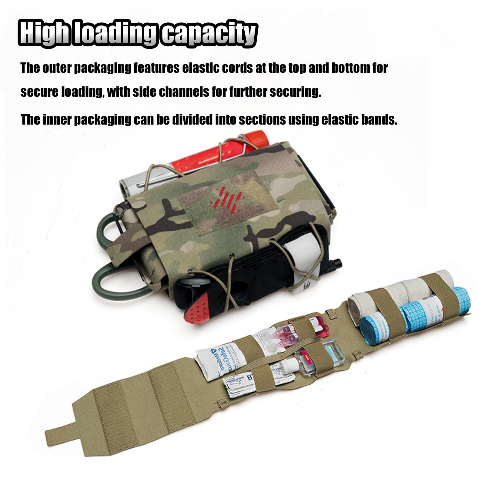 Pochette Tactique IFAK avec Poignée, Système Molle à Détachement Rapide, Trousse de Premiers Secours d'urgence en Nylon 500D pour la Randonnée