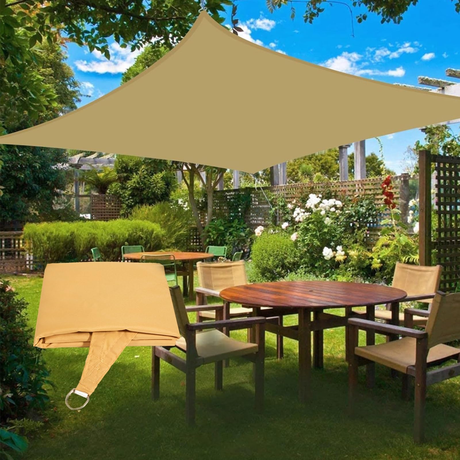 Vela Ombreggiante Impermeabile 1.5x2m - Tenda Da Sole UV 95% Per Giardino, Terrazza E Piscina - Foto 3
