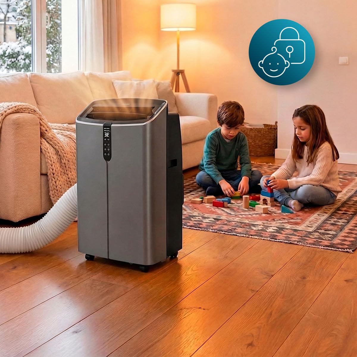 Cecotec Climatiseur Portable avec Pompe à Chaleur et Wi-Fi ForceClima 14800 Nux Heating Connected. 14000 BTU, Télécommande, Écran LED, 5 Modes, 3 Vitesses, Minuterie, Couverture 30-35 m²
