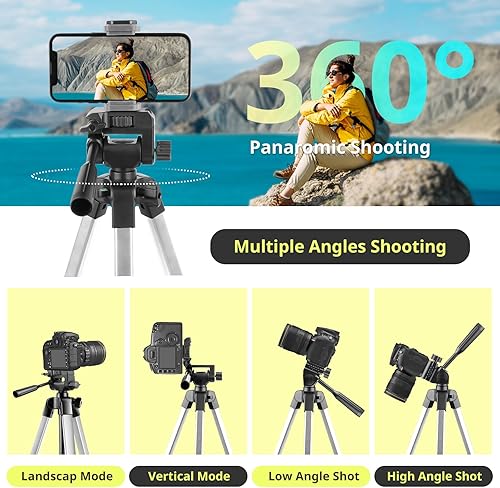 Miniatura 3 de Sensyne Soporte de trípode para teléfono de 64 pulgadas, trípode versátil para cámara y iPad con control remoto inalámbrico y soporte de teléfono 2