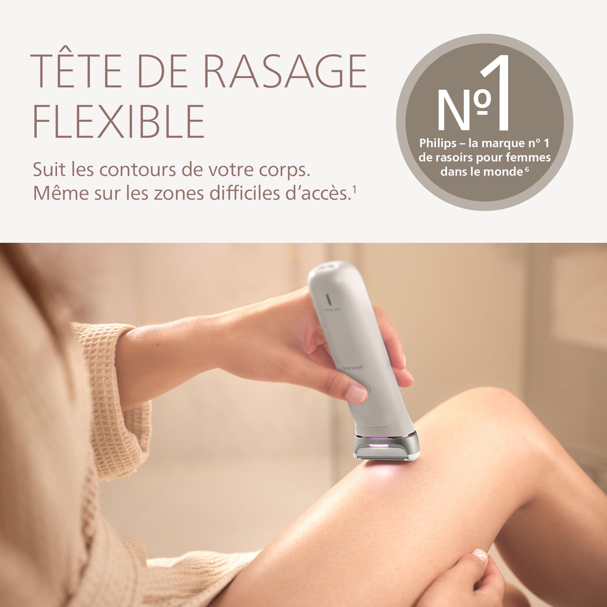 Philips Lady Shaver série 8000 – rasoir sans fil, sur peau sèche ou mouillée, système de rasage à 3 lames, tête flexible, visage, jambes, corps et maillot, autonomie 100 min, modèle BRL159/00