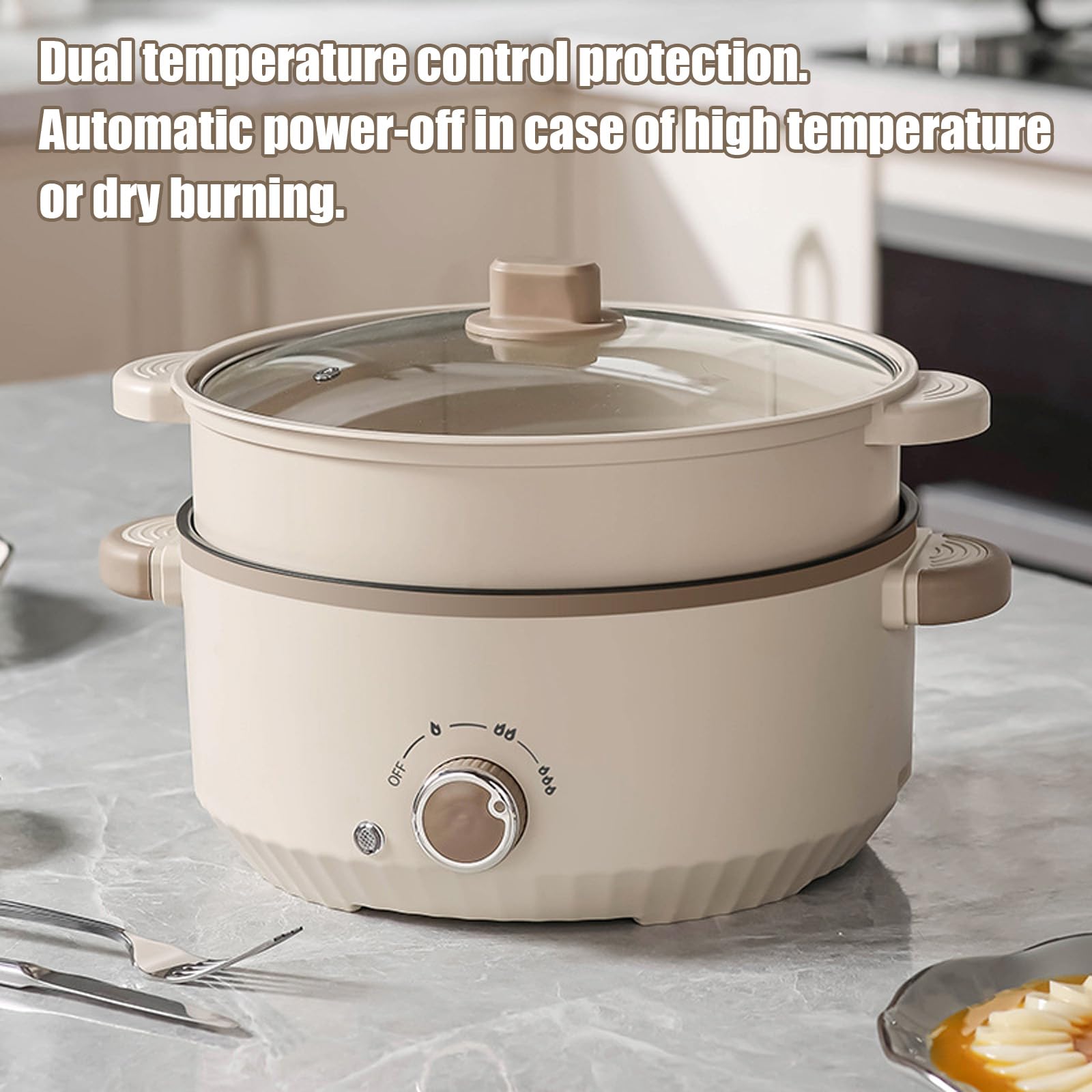 Hot Pot - Pentola elettrica portatile con vapore, 4,6 l, 1000 W, multifunzione Hotpot 3 livelli per arrostire ramen, fonduta, padella elettrica per dormitorio/campeggio/casa
