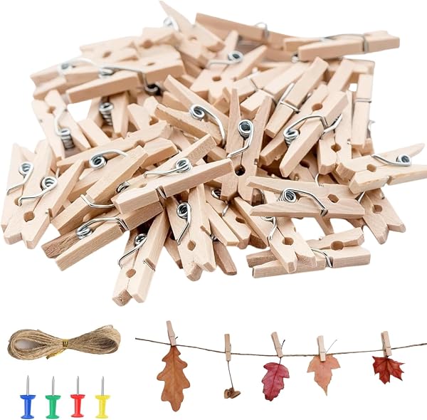 Jheelite mini pinces à linge bois 35 mm, lot de 100