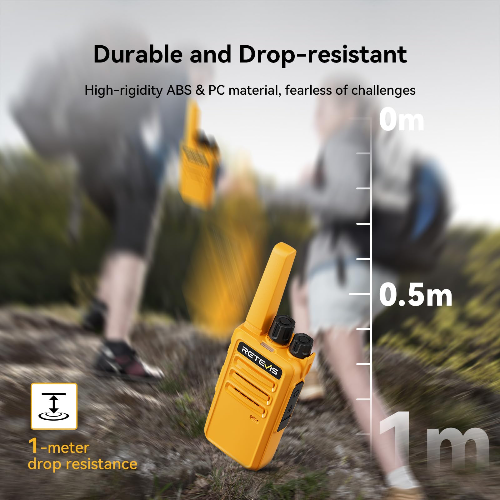 Retevis RT668 Walkie Talkie, PMR Oplaadbaar WalkieTalkies met Oordopjes en Oplader, Robuust Radio voor Volwassenen, 1200mAh Batterij, 16 Kanalen, VOX, Walky Talky voor Kamperen, Wandelen (1 Paar