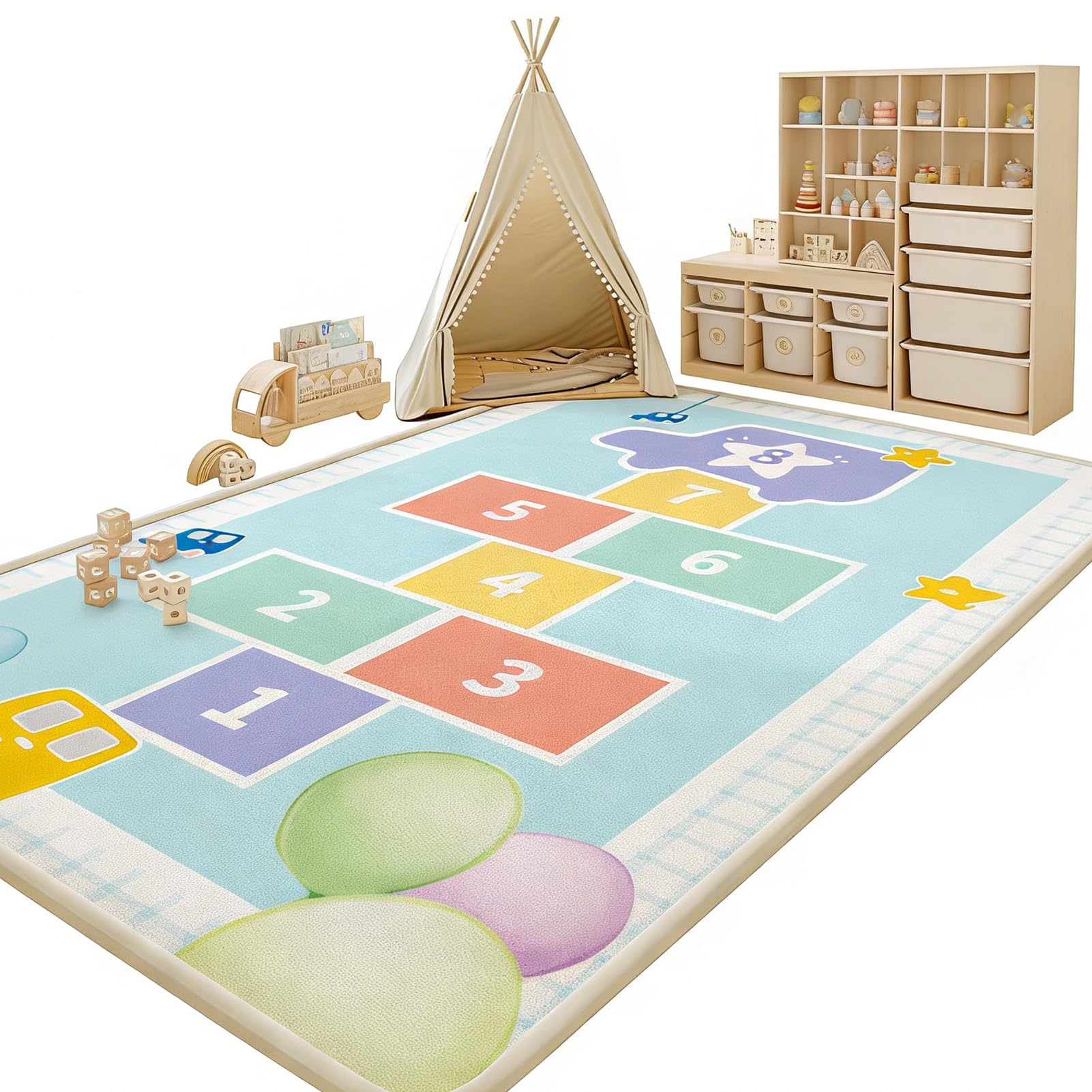 Atemrdsye Memory Foam Mat, Extra Thick Area Rug 2cm for Kids Living Room Baby Playroom Crawling Carpet with Non Slip Play Mat Floor Toddler Nursery Carpet 200 x 220 cm