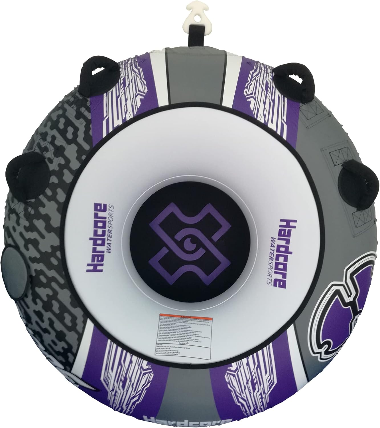 Hardcore Watersports Towable Chaos Tube – 54" Inflatable Water Tube for Single Riders, Heavy-Duty Nylon Cover with 4 Secure Handles and Quick-Connect Tow Hook for Lakes and Oceans