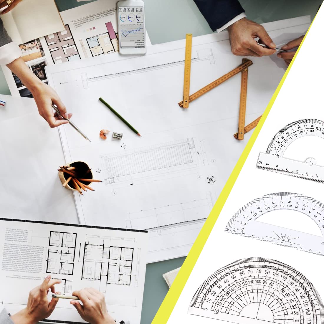 Rapporteur 180°, Rapporteurs D'Angle En Plastique, Géométrie