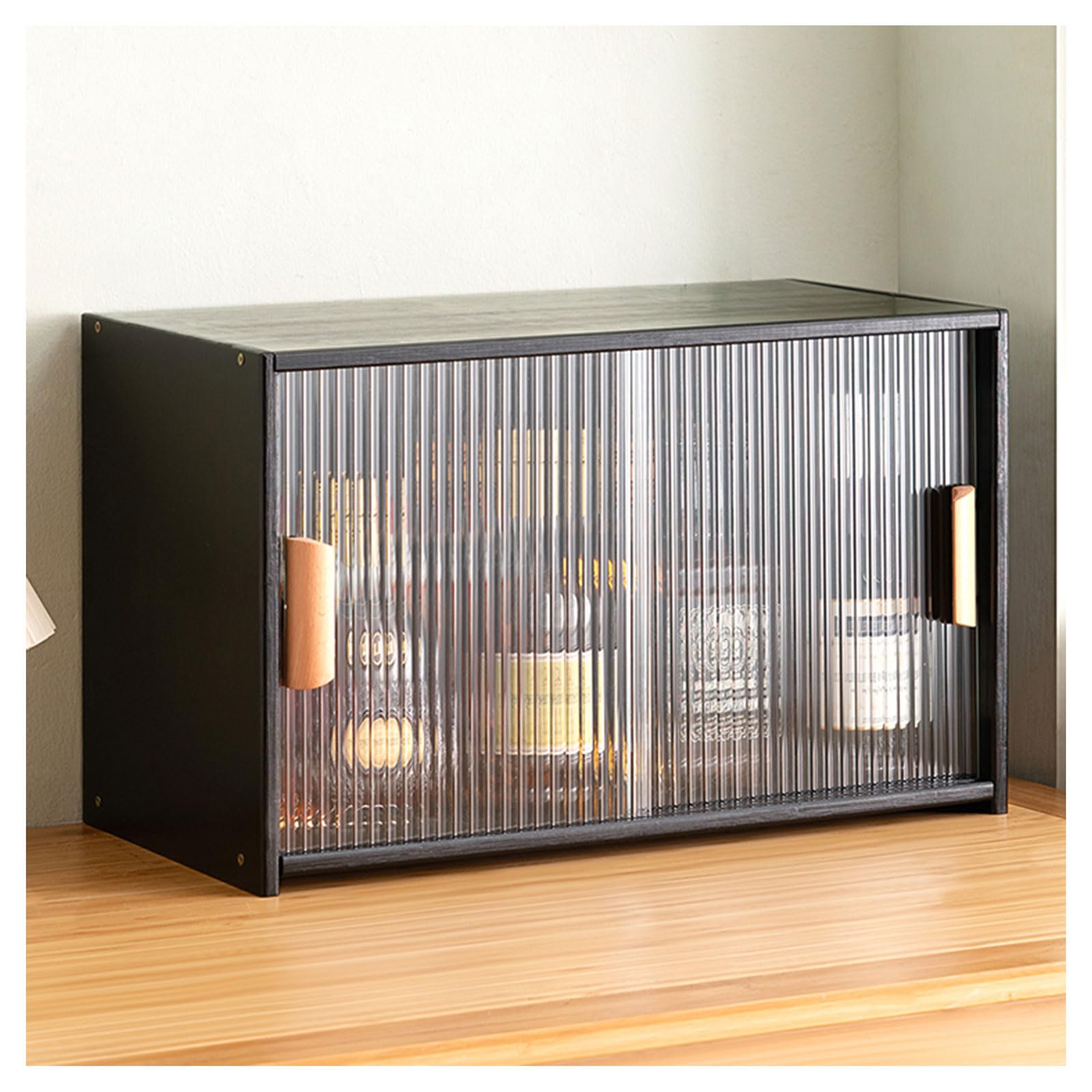 BHGFYXBS Whiskey Cabinet For Home Small Wooden Kitchen Pantry Sideboard Freestanding Sto Cabinet With 2 S Doors Black Countertop Shelf For Home Bar & Coffee Stat,Black-55X28X34Cm,Black-55x28x34cm