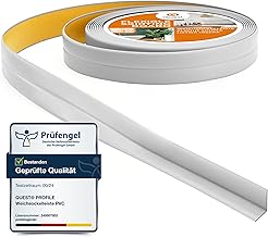 Quest Weichsockelleiste Selbstklebend, Knickleiste, Abschlussleiste für Küche, Badezimmer - Dichtungsband - PVC, Flexibel, Dicht, Dekorativ - 10 mm x 10 mm - 5 Meter, Hellgrau