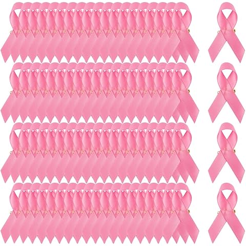 Breast Cancer Awareness Accessories Pins- Breast Cancer Pink Ribbon Pins Gifts for Women Charity Event Fundraising Survivor Campaign Favors Supplies