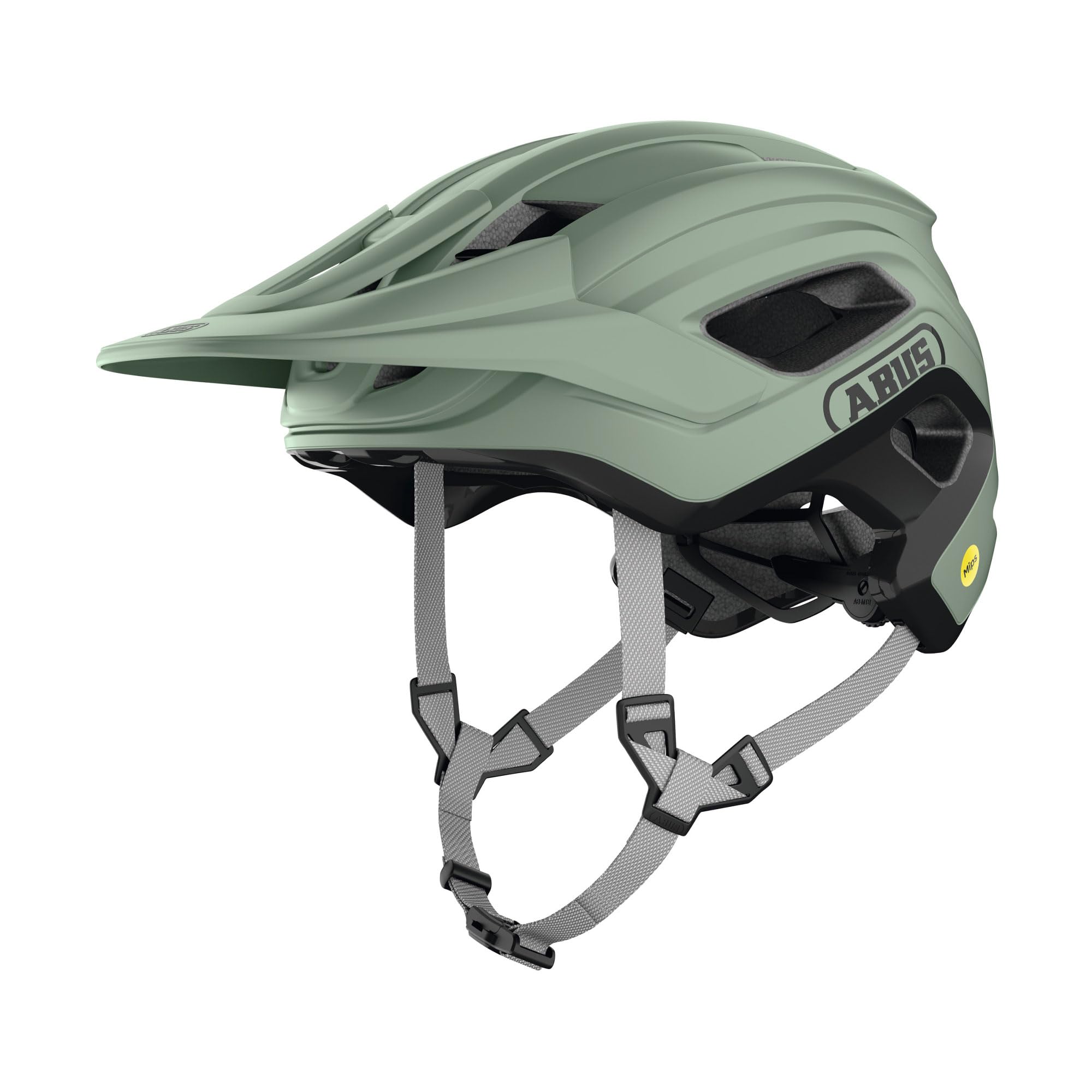 ABUS Cliffhanger MIPS Casco MTB Bicicleta de Montaña, Mist Green, S | Casco MTB con protección Mips, Singletrail y Enduro, cierre magnético, visera regulable en altura