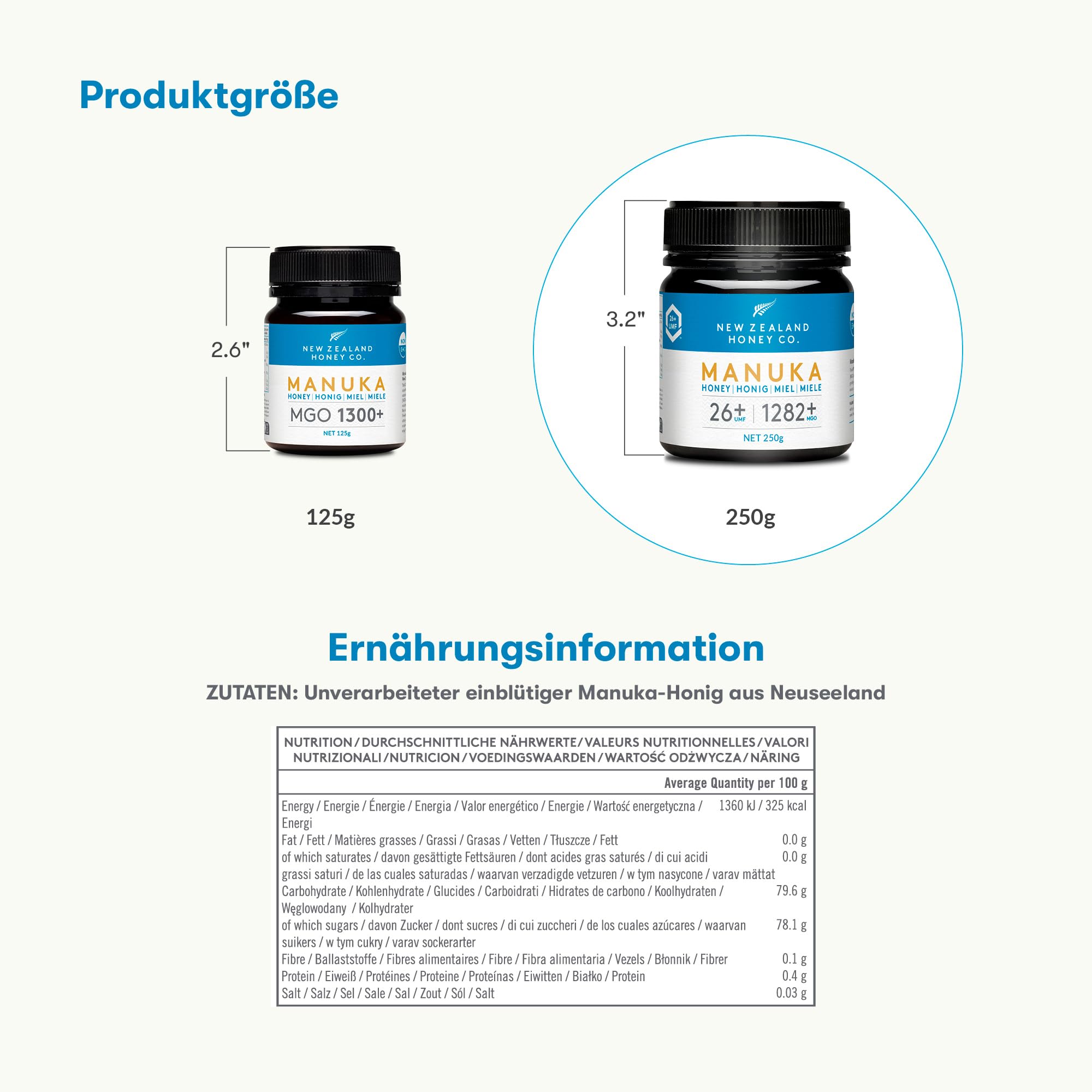 Manuka Honig MGO 1282+ UMF 26+, unabhängig laborgeprüft, roh, 250g | Seltener Spitzengrad, einer der stärksten UMF-zertifizierten Manuka Honige, unabhängig laborgeprüft, roh & monofloral