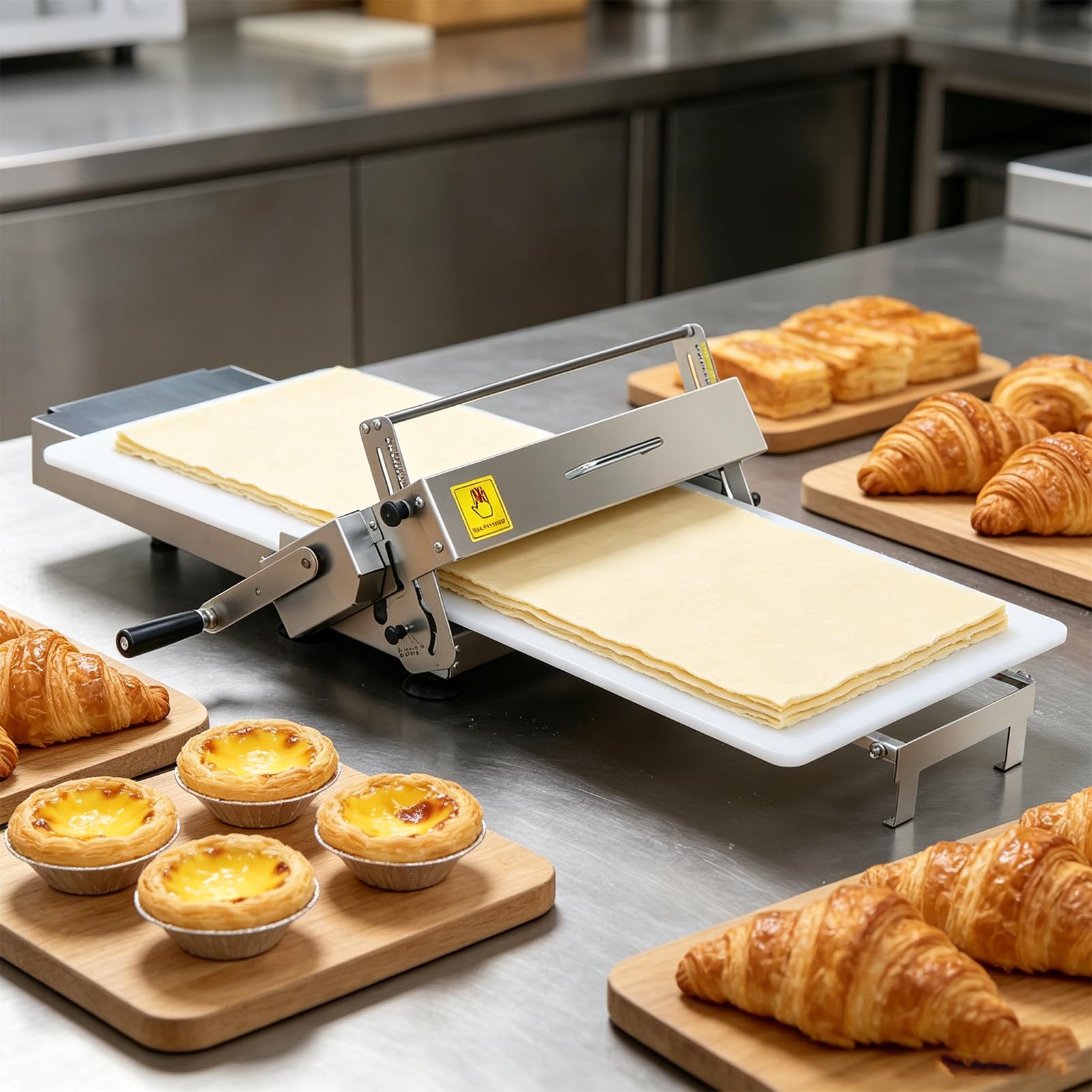 MáQuina de Laminado de Masa Manual, MáQuina de PasteleríA con Espesor Ajustable de 0-25 Mm, Para Croissants, Pizza y Pasta, PanaderíA Profesional y so DoméStico Para Pasta, Empanadas, pan y Pasteler