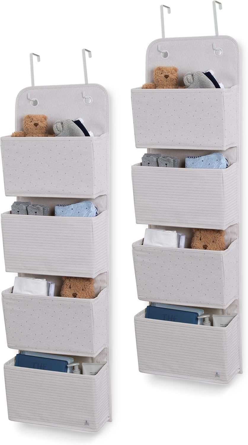 Delta Children GAP babyGap 2-Pack Over the Door Storage Organizer with 4 Pockets, Grey
