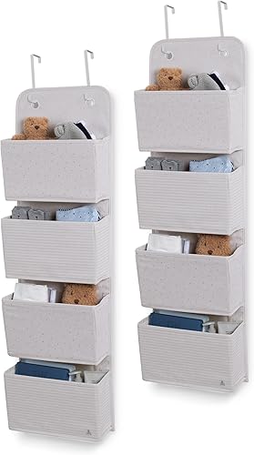 Miniatura 6 de Delta Children GAP babyGap - Paquete de 2 organizadores de almacenamiento sobre la puerta con 4 bolsillos, color marrón