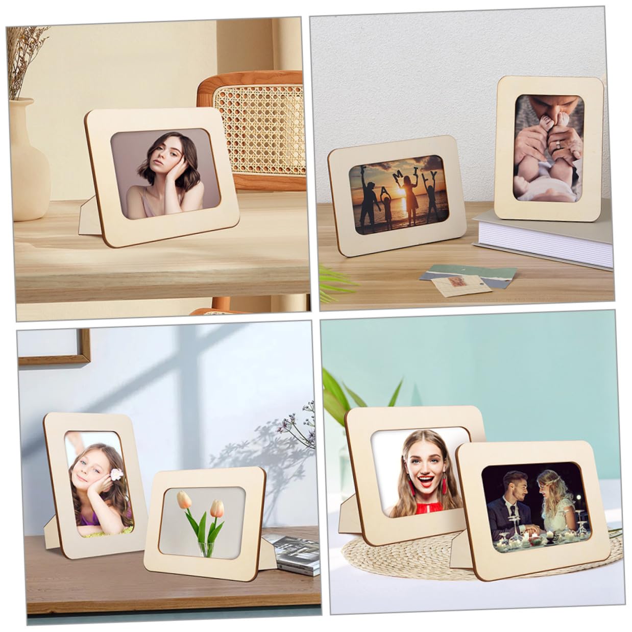 Homoyoyo Cornice per Foto in Legno Grezzo Fai da Te Set 12 Pezzi Cornice Artigianale da Tavolo per Decorazione Casa Soggiorno Camera da Letto Ufficio