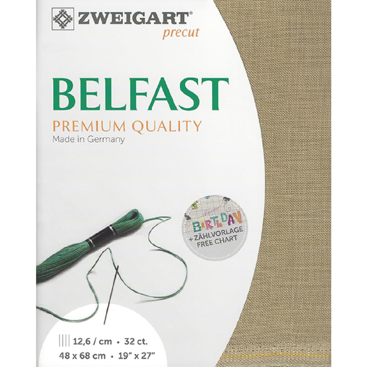 Zweigart Belfast col.323 tissu lin broderie 48x52x68 cm