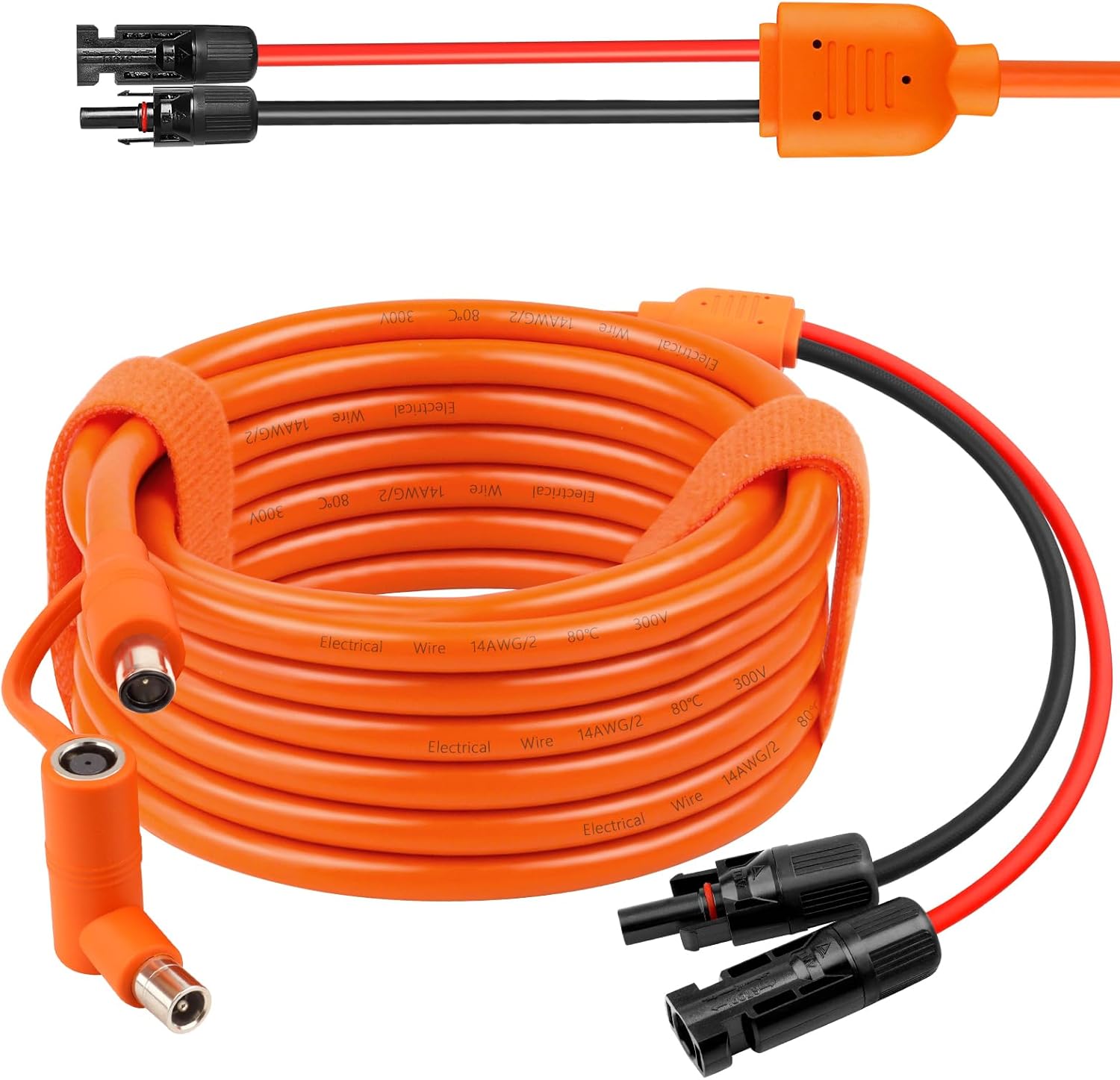 Solar to DC 8mm Charge Extension Cable 25FT,12AWG+14AWG Solar Cable with Solar Panel Connector to DC7909/8020 Compatible with Anker,GZ Yeti,BLUETT,Jackery Portable Power Station