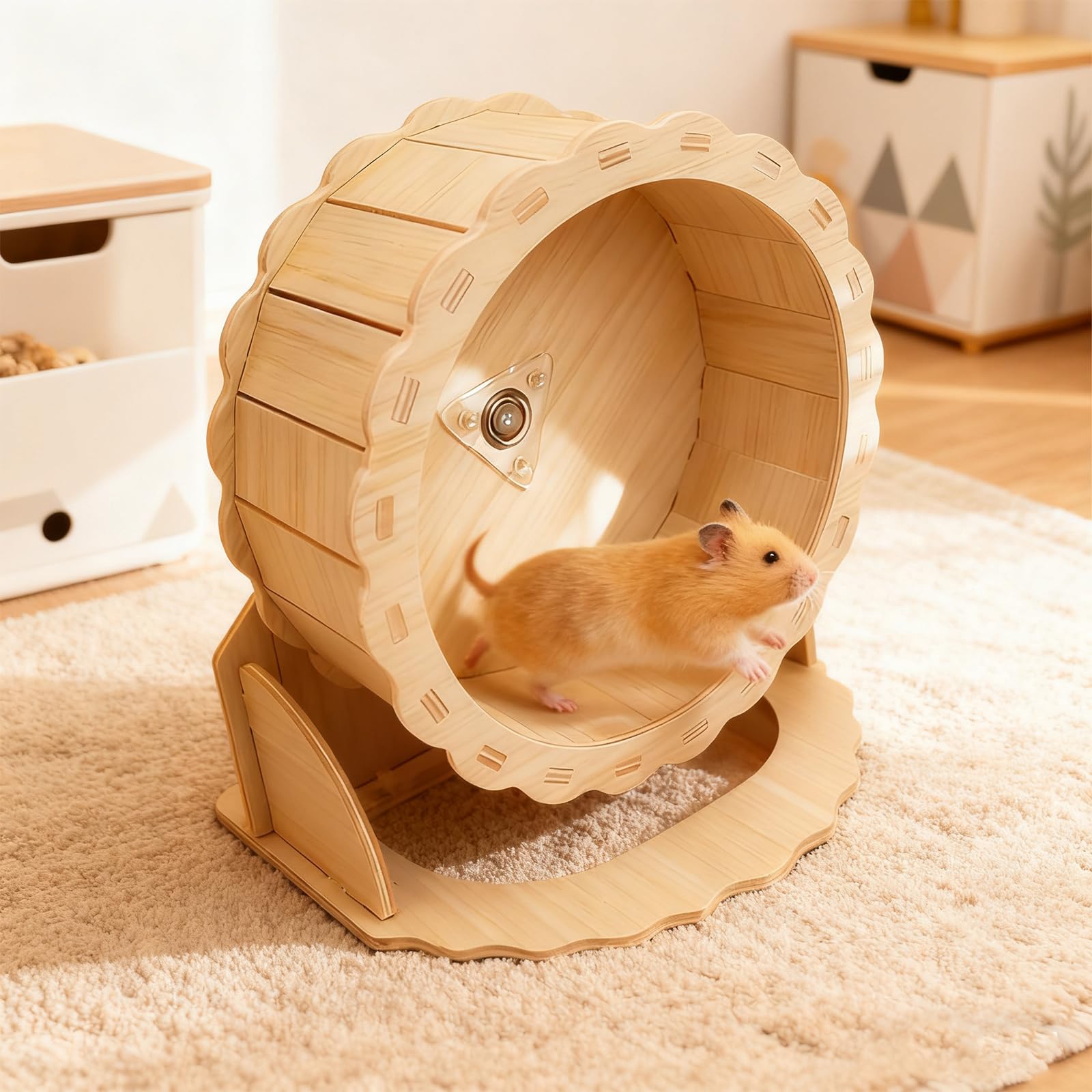 15cm Leise Laufrad Hamster,Laufrad aus Holz, Holz Hamster Leise Rennmäuse Kleintier Haustier,Geeignet für Zwerghamster und Rennmäuse