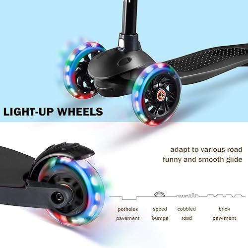 Miniatura 2 de Patinete de 3 ruedas para niños de 3 a 5 años, con 4 alturas ajustables, scooter para niños y niñas, ruedas ligeras, aprende a dirigir