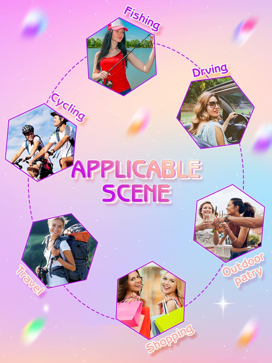 Geyoga 6 Pcs Pink Clear Sun Visor Hats Plastic Sun Visor UV Protection Golf Cap Unisex PVC Transparent Visor Cap for Women Men - Image 6