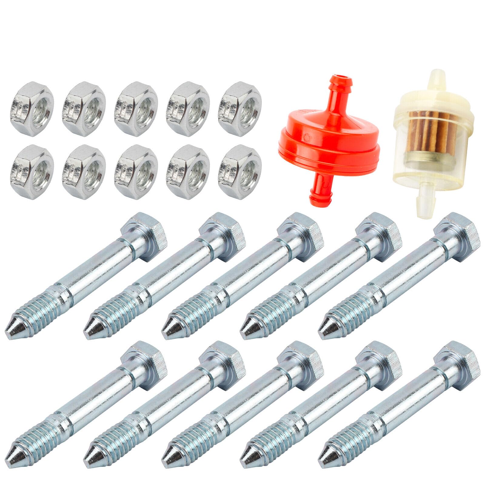 ORALOCK for 10 Pack Shear Pins with Lock Nuts & 2 Fuel Filters fits Ariens 532005 53200500
