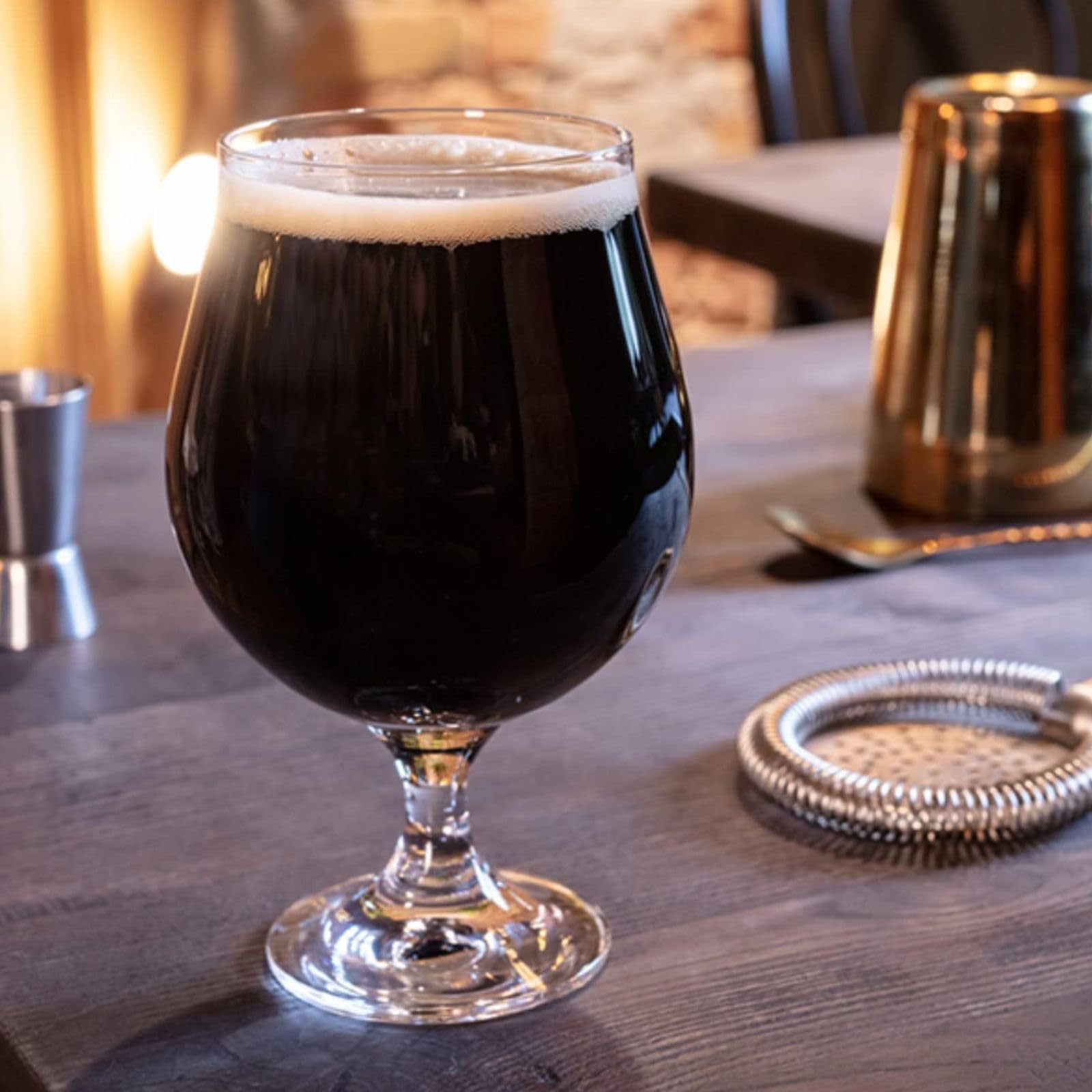 KROSNO Vasos de cerveza Dark Ale Stout, juego de 6 unidades, 16.5 onzas, colección Elite, perfecto para el hogar, restaurantes y fiestas, apto para lavavajillas y microondas
