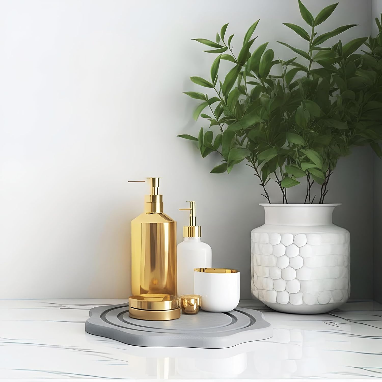 Gejoy 8 Pack Diatomaceous Earth Plant Saucers 4/6/8/10 Inch Stone Plant Tray Instant Dry Water Absorbent Diatomite Coasters for Planter Drainage Plates to Catch Water - Image 7