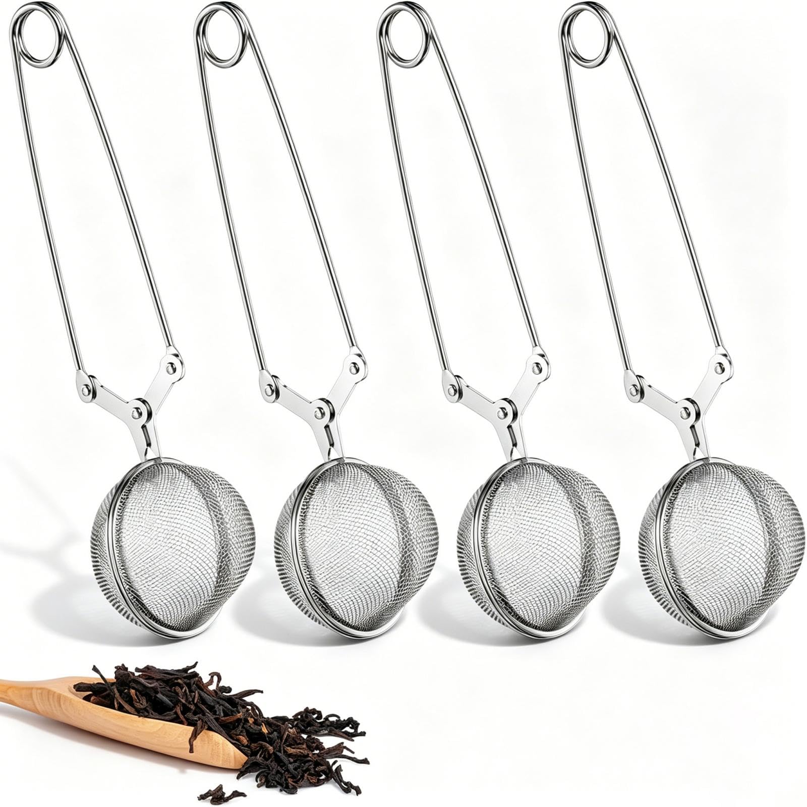 4 Piezas Infusor de Bola de Té, Bolas de Té de Acero Inoxidable, Infusor de Té, Pinza de Filtro de Té, Reutilizable, Bolas Infusoras para Hojas Sueltas, Especias, Hierbas y Condimentos