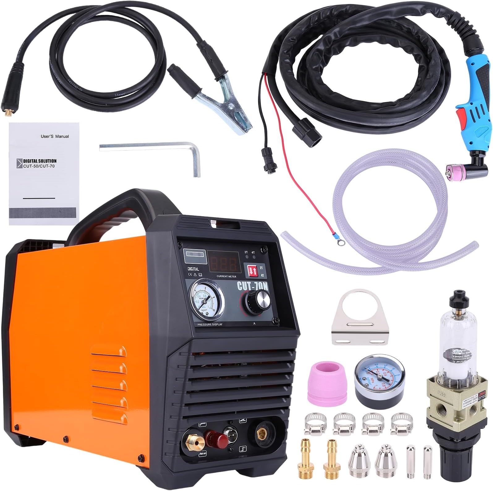 50A Plasma Cutter Non Contact Pilot Arc Plasma Metal Cutter Machine 18mm Maximum Cut 2T/4T Mode Portable Air Plasma Cutting Machine with Accessories Ideal for DIY Cutting