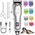 Pantoufles pour chien pour les cheveux épais et les manteaux,Trimeur de cheveux de chien à faible bruit, Rasoir sans fil rechargeable pour chien avec lame en acier inoxydable, Kit de grooming pour chien de petit chien